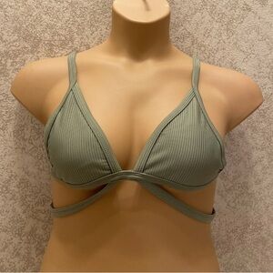 La Hearts Ribbed Olive Bikini Top